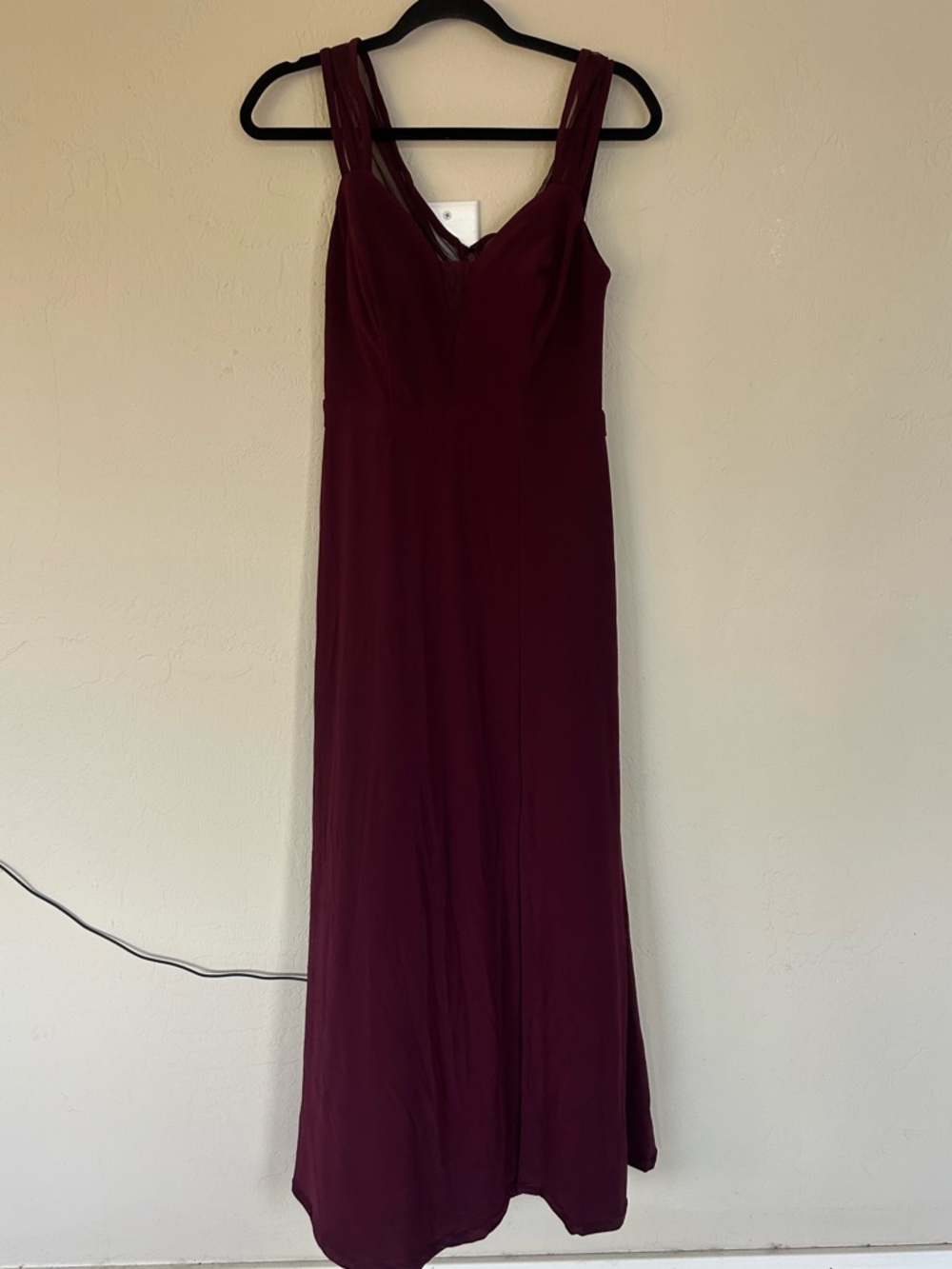 Nightway Mesh-Back Gown Burgundy Stretch Zippered Slitted  Women's Sz 4 (1651)